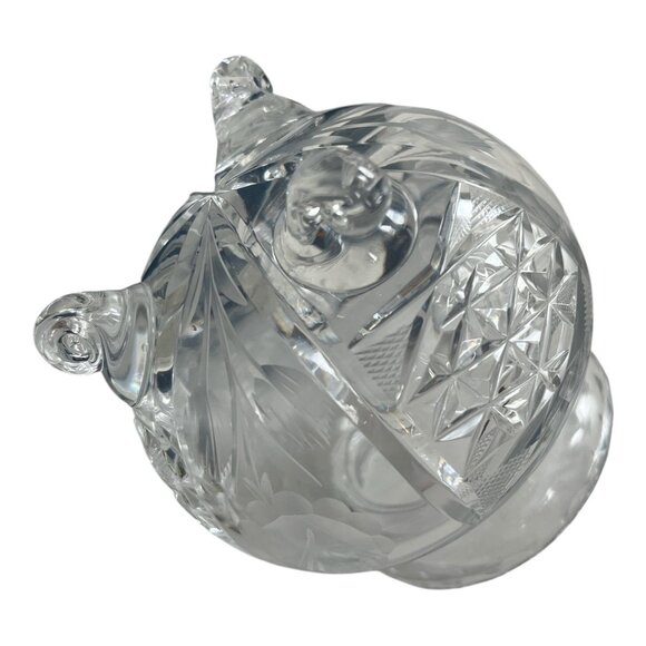 VTG Cut Crystal Condiment Jar with Spoon Notch – Footed Bohemian Style – Molded - Picture 7 of 8